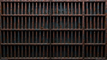 Aufkleber - Rustic Metal Grate Texture Weathered Iron Grid Pattern with Dark Background