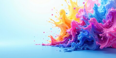 Poster - Abstract Colorful Liquid Splash, Vibrant Hues and Dynamic Flow