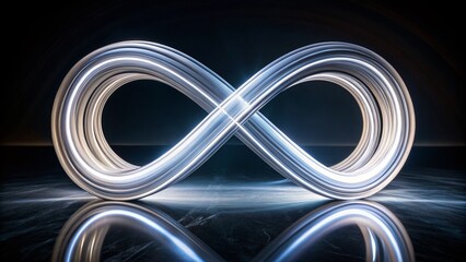 Wall Mural - Illuminated White Abstract Infinity Sculpture - Long Exposure Photography