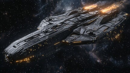 Wall Mural - Spaceship exploration in deep space sci-fi digital art cosmic environment futuristic viewpoint