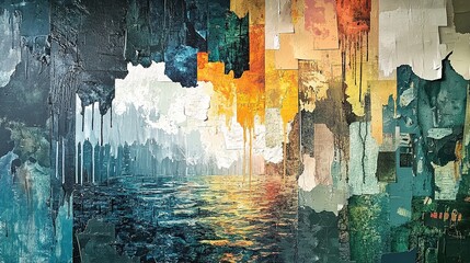 Poster - Vibrant ocean sunset abstract art coastal landscape colorful environment artistic viewpoint creative concept