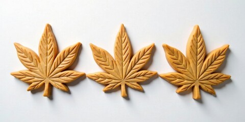 Poster - Three Delightful Cannabis Leaf Shaped Cookies Arranged in a Row
