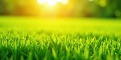 Aufkleber - Vibrant Green Grass Blades Illuminated by Warm Sunlight
