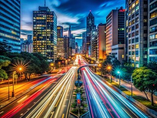 Wall Mural - Long Exposure City Lights - Pride and Vibrancy at Night