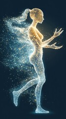 Poster - A futuristic digital silhouette of artificial intelligence technologie, Futuristic Digital Silhouette of a Dynamic Figure
