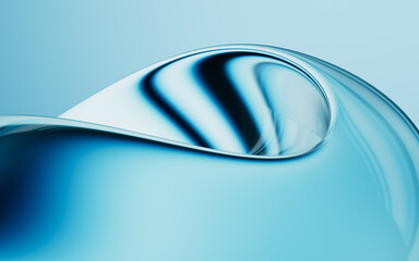 Poster - Abstract blue gradient glass background with smooth transitions of color, 3d rendering.