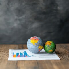 Aufkleber - A Detailed Globe Resting on a Wooden Table Beside a White Paper Evoking Curiosity and Exploration in a Cozy Study or Workspace Environment