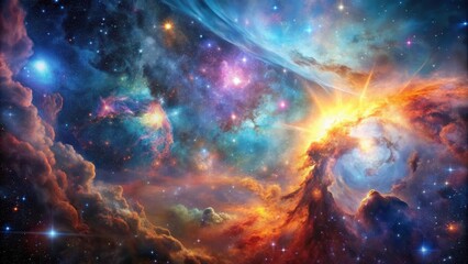 Wall Mural - cosmic nebula a vivid display of celestial wonders with fiery hues and star clusters