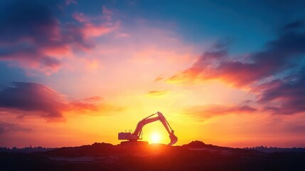 Poster - Majestic Silhouette of an Exormed Exor Against a Vibrant Sunset Sky with Fiery Hues Creating a Captivating and Mysterious Atmosphere in Nature
