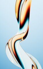 Poster - Abstract blue gradient curve glass background, 3d rendering.