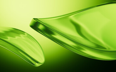 Poster - Abstract green gradient glass background with smooth transitions of color, 3d rendering.