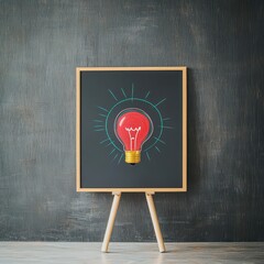 Aufkleber - Creative Blackboard Scene Featuring Illuminating Light Bulb Symbolizing Ideas Inspiration and Learning in an Engaging Educational Environment