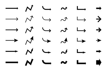 Poster - Arrow collection icon. Black directional arrows. Minimal shapes vector. Navigation pointer set.