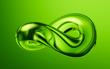 Poster - Abstract green gradient glass background, 3d rendering.