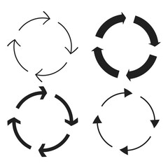 Poster - Circular arrows icon. Black cycle rotation. Minimal direction symbols. Continuous flow concept.
