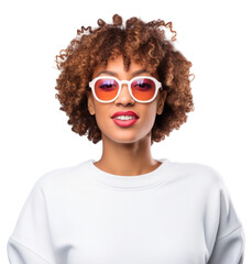 Poster - PNG Young woman of African American sunglasses portrait t-shirt.