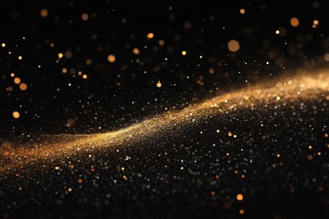 Poster - Stunning Abstract Background of Golden Glitter Particles Shimmering Against a Dark Backdrop, Creating a Magical and Ethereal Atmosphere for Creative Projects and Designs