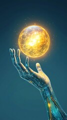 Poster - A futuristic digital silhouette of artificial intelligence technologie, Futuristic Digital Silhouette of an Artificial Hand