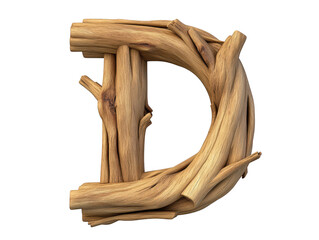 Wall Mural - Rustic wooden letter d, a natural wood alphabet character for craft and decor 