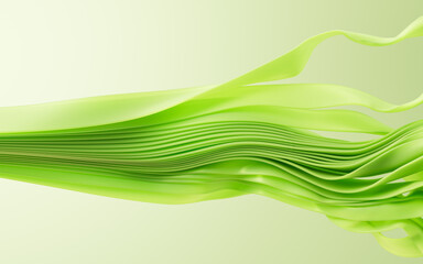 Poster - Flowing gradient green curve ribbons background, 3d rendering.