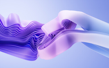 Poster - Flowing gradient purple curve ribbons background, 3d rendering.
