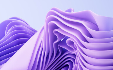 Poster - Flowing gradient purple curve ribbons background, 3d rendering.