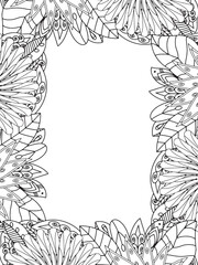 Wall Mural - All these designs are hand-drawn and unique 
Beautiful Flowers Border black and white illustration for adult coloring book,
This is a printable Beautiful Zentangle Coloring page for KDP Interior,