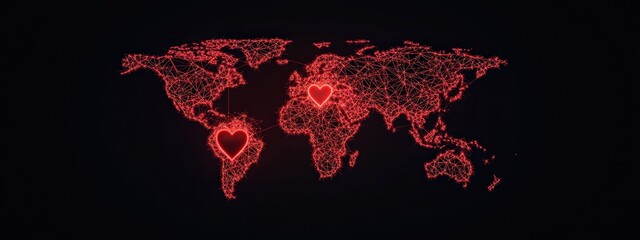 Poster - A red heart is on the left side of a black background