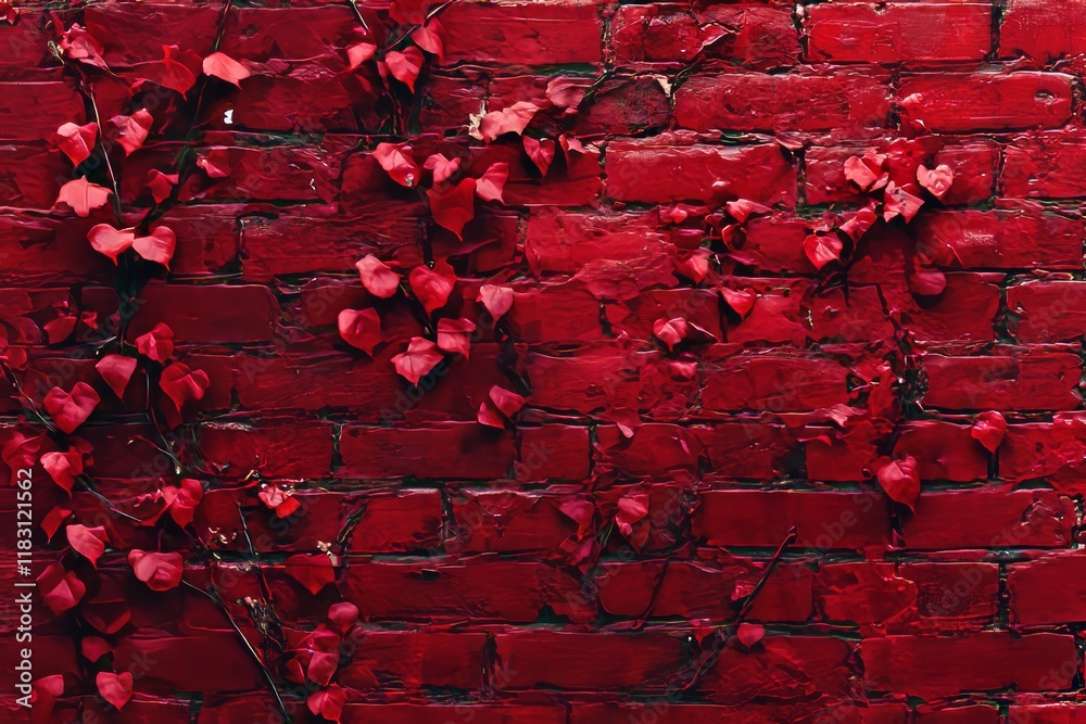 Realistic red brick wall texture background with copy space for ...