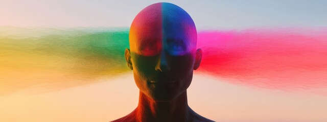 Poster - A man's face is shown with a rainbow of colors
