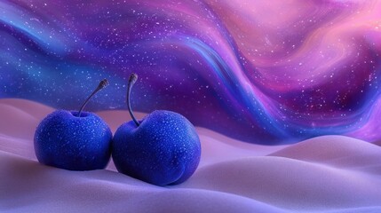 Poster - Serene Composition Featuring Two Blue Plums on a Dreamy Background