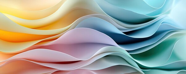 Poster - Layer abstract background concept. Colorful abstract waves blending in a harmonious flow of shapes and shades.