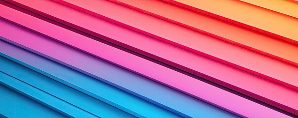 Poster - Layer abstract background concept. Vibrant diagonal lines in gradient hues of pink, purple, blue, and orange creating dynamic visuals.