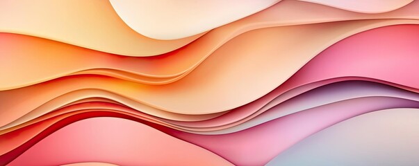 Poster - Layer abstract background concept. Abstract waves of orange and pink colors creating a smooth, modern design.