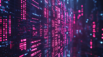 Leinwandbilder - Neon digital landscape with vibrant glowing patterns in a futuristic setting