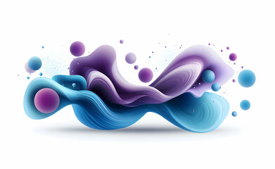Poster - Abstract Blue and Purple Fluid Wave with Spheres