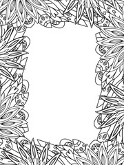 Wall Mural - All these designs are hand-drawn and unique 
Beautiful Flowers Border black and white illustration for adult coloring book,
This is a printable Beautiful Zentangle Coloring page for KDP Interior,