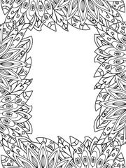 Wall Mural - All these designs are hand-drawn and unique 
Beautiful Flowers Border black and white illustration for adult coloring book,
This is a printable Beautiful Zentangle Coloring page for KDP Interior,