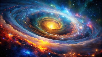 Wall Mural - Majestic Cosmic Vortex: Vivid Galaxies Beckon Future Explorers - Stock Photo