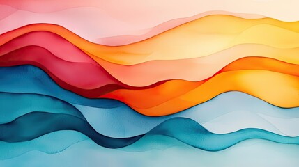 Poster - Watercolor abstract background concept. Vibrant abstract waves of color creating a dynamic visual flow and energy.