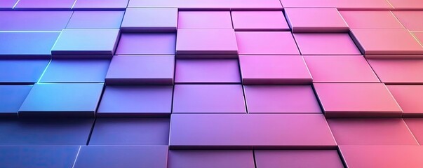 Aufkleber - Matrix abstract background idea. Vibrant abstract background with colorful geometric tiles in purple and blue hues.
