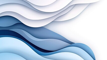 Aufkleber - Layer abstract background concept. Abstract waves in blue and white, creating a smooth and modern design aesthetic.