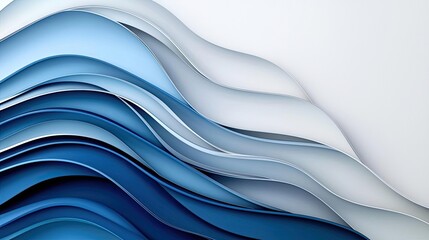 Aufkleber - Layer abstract background concept. Abstract blue and white layered waves create a modern, flowing design for backgrounds.