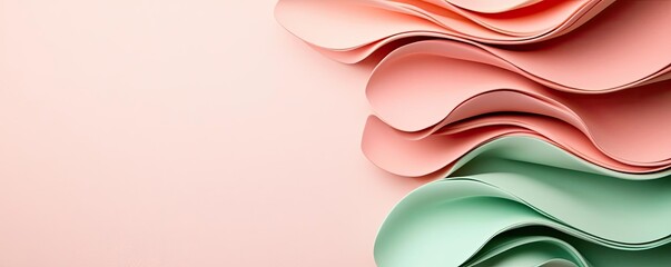 Poster - Layer abstract background concept. Colorful paper waves create a vibrant and artistic background with soft pastel tones.