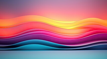 Poster - Layer abstract background concept. Vibrant abstract waves in shades of pink, orange, and blue on a gradient background.