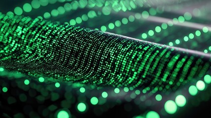 Poster - Matrix abstract background idea. Abstract digital background with glowing green dots and lines representing data flow.
