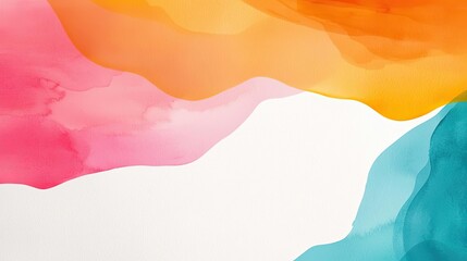 Aufkleber - Watercolor abstract background concept. A vibrant abstract watercolor painting with flowing colors of pink, orange, and blue.