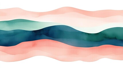 Poster - Watercolor abstract background concept. A vibrant abstract watercolor composition with flowing waves in soft pastel colors.