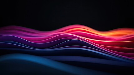 Poster - Layer abstract background concept. Vibrant abstract waves of color flowing dynamically across a dark background.