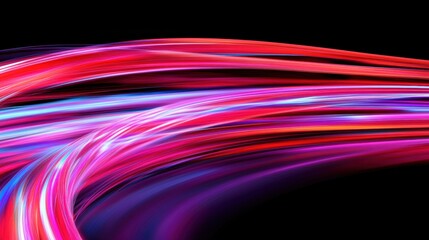 Poster - Colorful fiber optic trails intertwine and flow gracefully against a dark background, showcasing a mesmerizing display of light